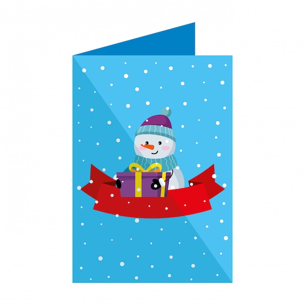 Card with cute snowman christmas