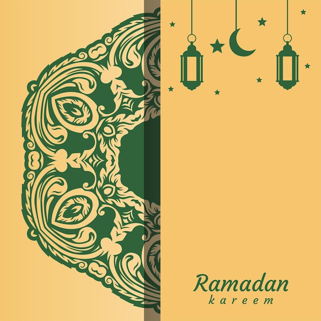 A card with a design that says ramadan kareem.