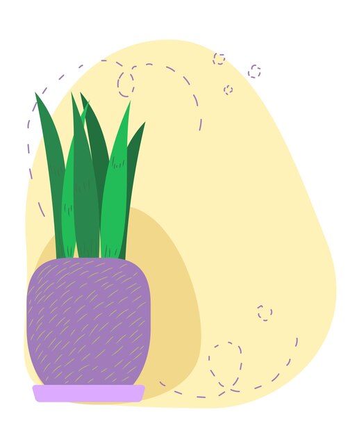 Card with doodle flower pot Vector