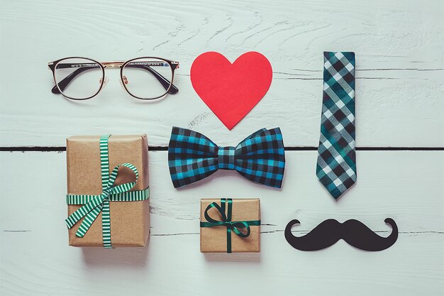 a card with a heart and a bow tie on it