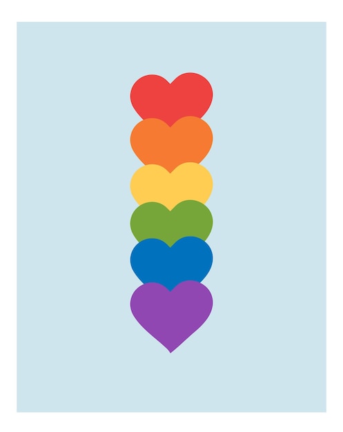 открытка с сердцем радужный флаг лгбт, бумажные сердечки
