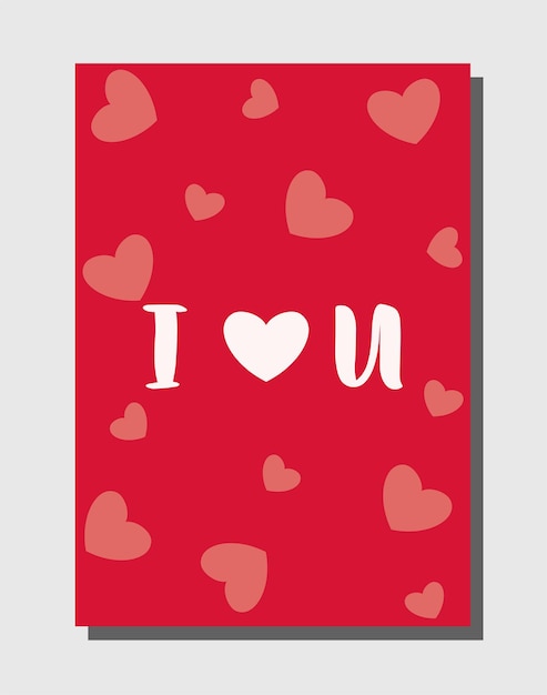 Card with hearts, I love you card. Declaration of love. Romantic greeting card.