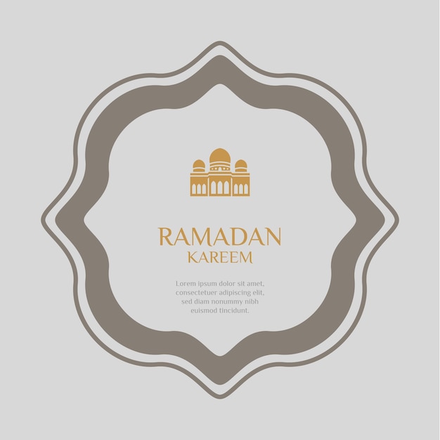 Vector a card with a picture of a mosque and a logo for ramadan.