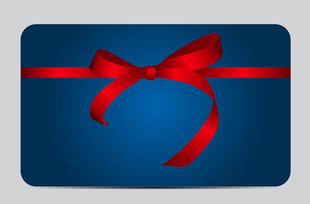 Card with red gift ribbon. illustration