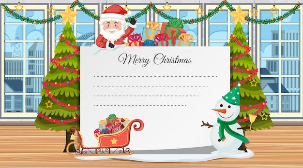 Card  with Santa and snowman