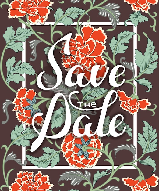 Card with typography design and floral ornament