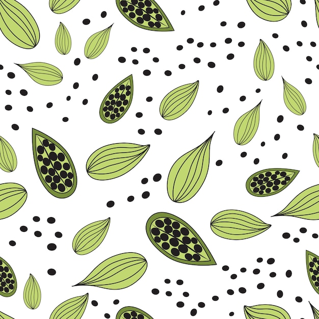 Cardamom spice Vector seamless pattern of cardamom Culinary template Food design element