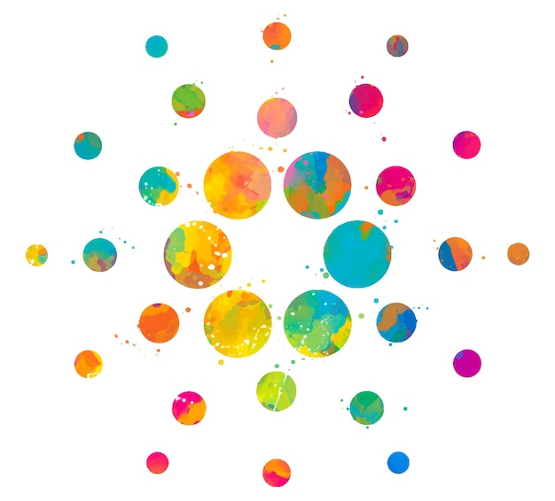 Cardano teken aquarel regenboog splash verf cryptocurrency concept