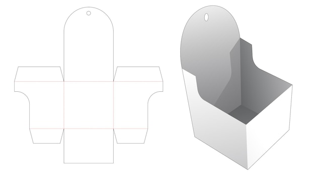 ハングホールダイカットテンプレート付き段ボールボウルボックス