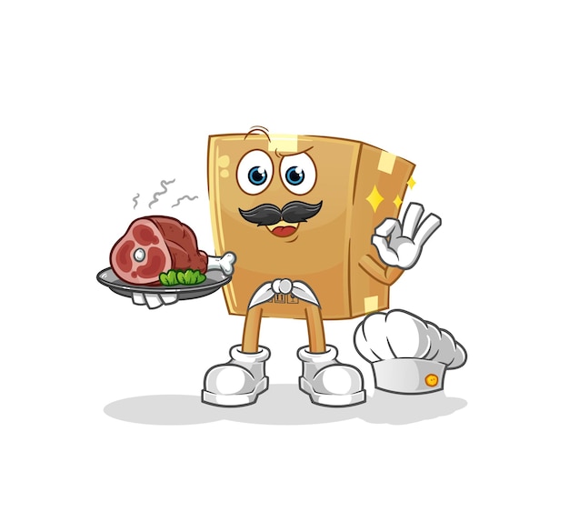 cardboard box chef with meat mascot. cartoon vector