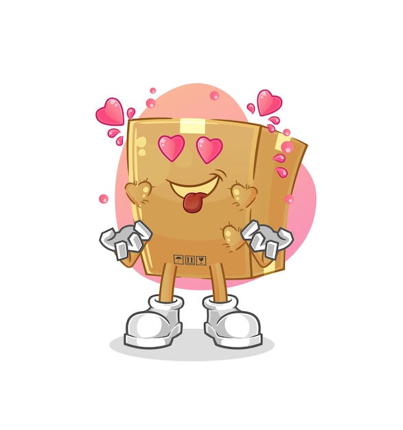 cardboard box fallin love vector. cartoon character