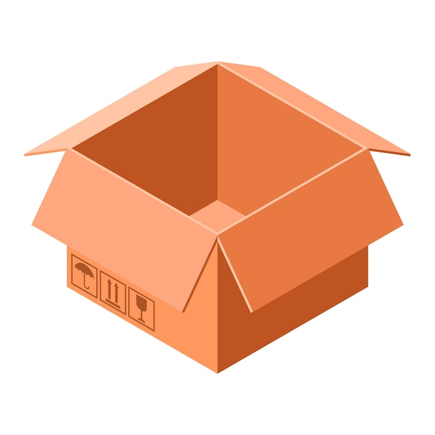 Cardboard box icon Isometric of cardboard box vector icon for web design isolated on white background