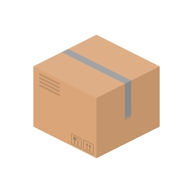 Cardboard box isometric. Good for design on the topic of delivery and freight.