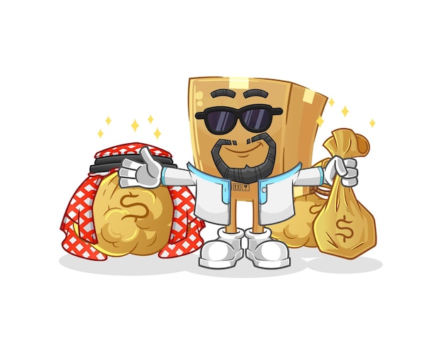 Cardboard box rich arabian mascot. cartoon vector