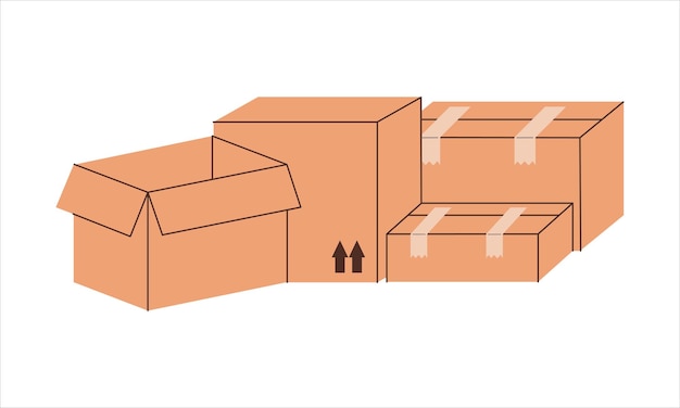 Vector cardboard box stack vector flat illustration moving concept