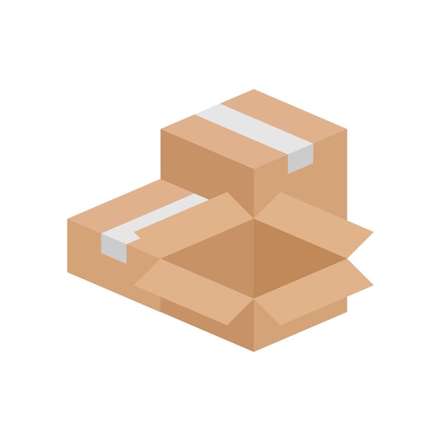 Cardboard Box Vector met verschillende opties die geschikt zijn voor verschillende ontwerpsjablonen