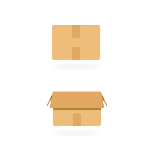 Cardboard box with adhesive tape colored vector illustration isolated on white EPS 10 Delivery package concept icon Flat box symbol sign for infographic logo app banner web design dev ui