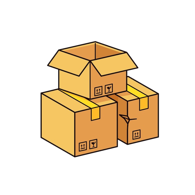 Иллюстрация доставки значка упаковки картонных коробок