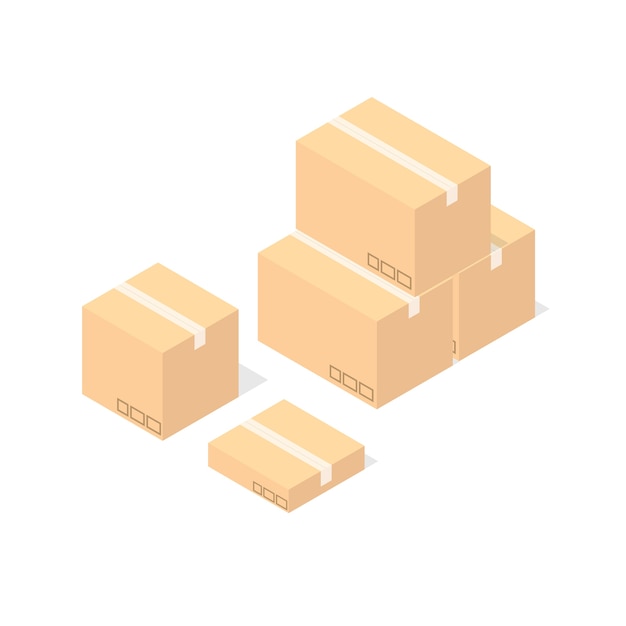 Vector cardboard boxes set. delivery concept. flat design style.  illustration