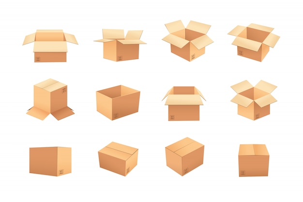 Vector cardboard boxes set