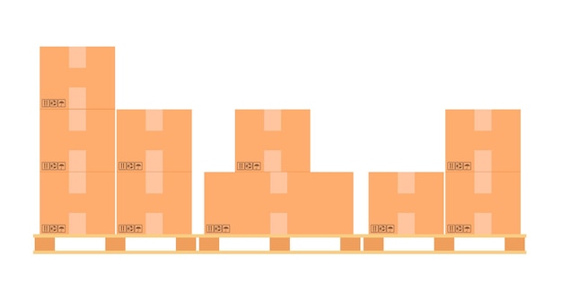 Scatole di cartone su un pallet di legno.