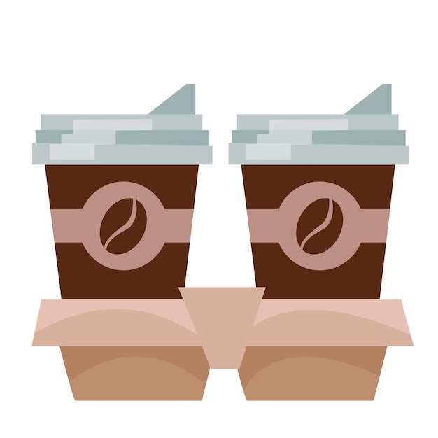 Vector cardboard cup with a plastic lid. coffee in a mug. flat style vector.