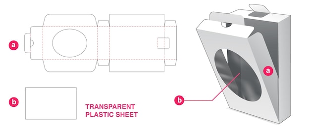 楕円形の窓とプラスチックシートダイカットテンプレートと段ボールフリップボックス