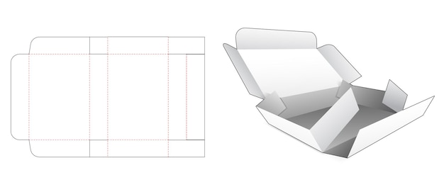 Cardboard folded flap box die cut template