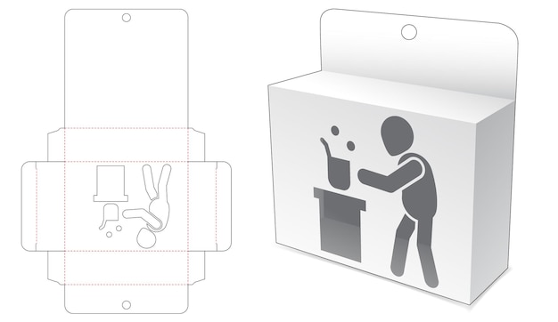 Cardboard hanging packaging with cooking man window die cut template