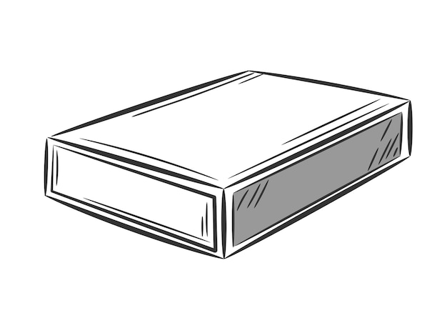 Картонный спичечный коробок. стиль эскиза каракулей. простой рисунок коробки. изолированная векторная иллюстрация