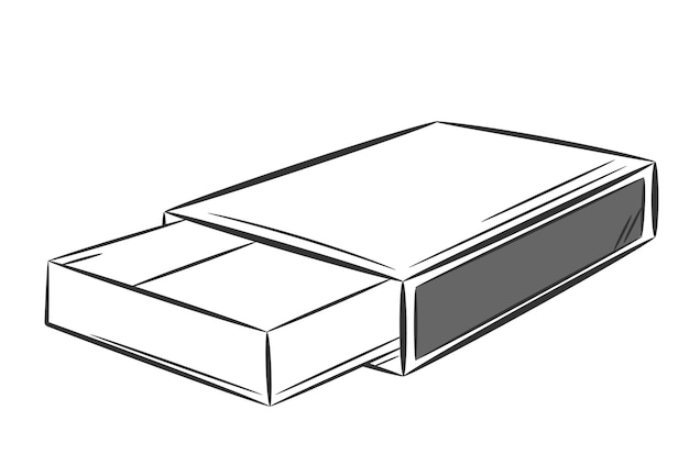 Cardboard matchbox Doodle sketch style A simple line drawing of a box