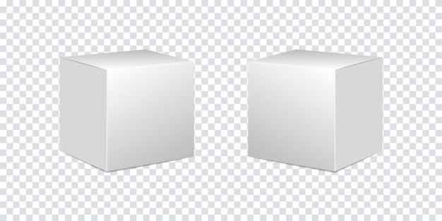 벡터 골판지 패키지 상자 모형. 벡터 격리 템플릿입니다. 흰색 빈 상자, 모형 템플릿입니다. 현실적인 3d 벡터 일러스트 레이 션. 스톡 벡터입니다. eps 10