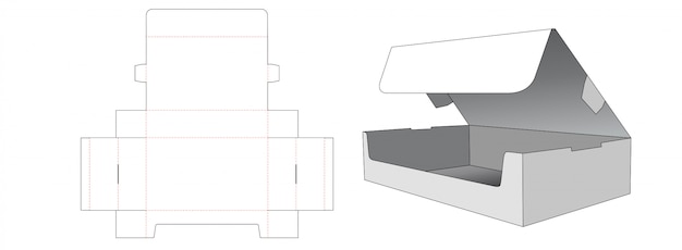 Cardboard packaging box die cut template