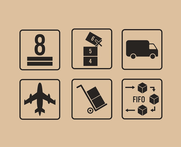 Cardboard packaging icon set 06