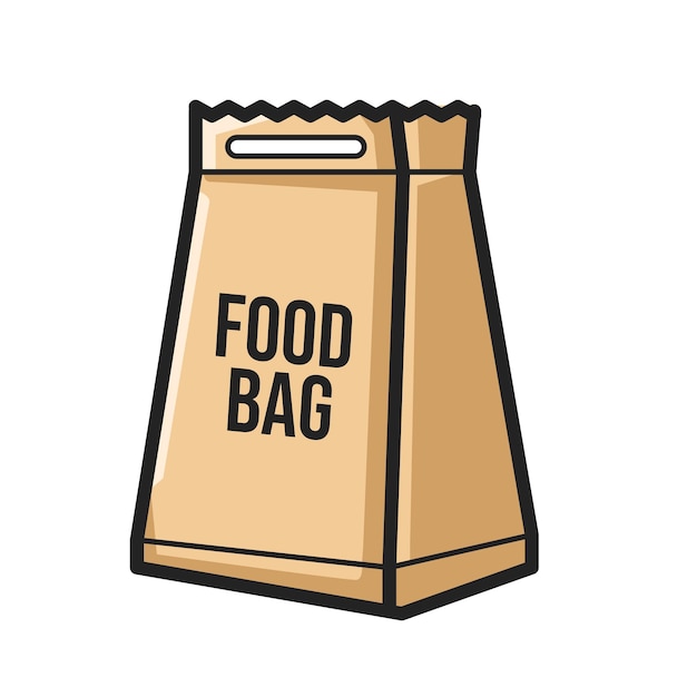 Vector cardboard paper food bag clipart