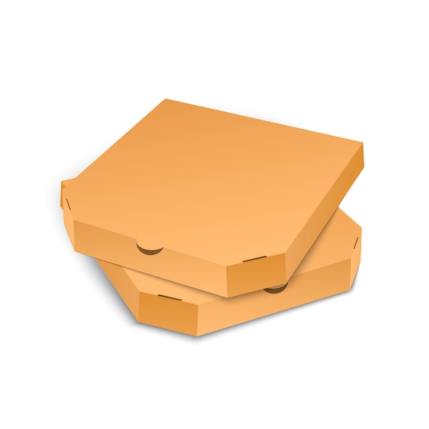 Vector cardboard pizza box template isolated on white background.