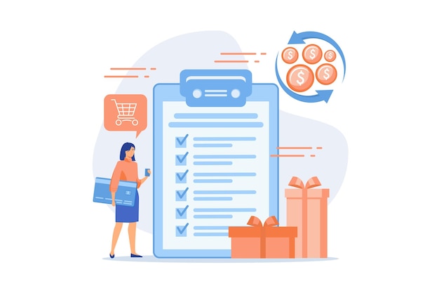 cardholder with smartphone shopping online and getting cach rewards and checklist. cash back service