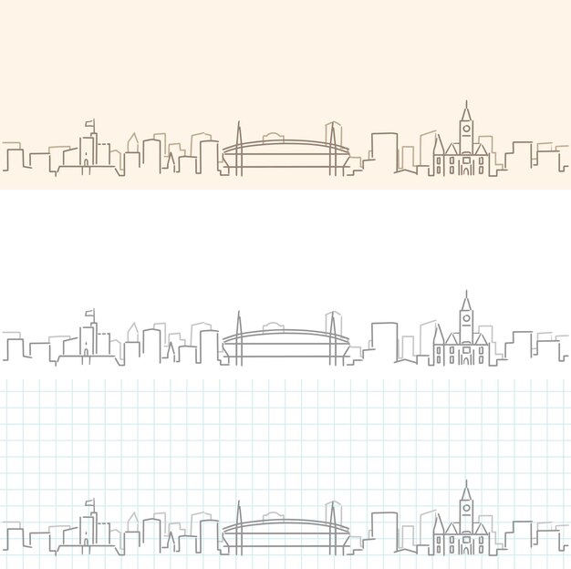 Vector cardiff hand drawn profile skyline