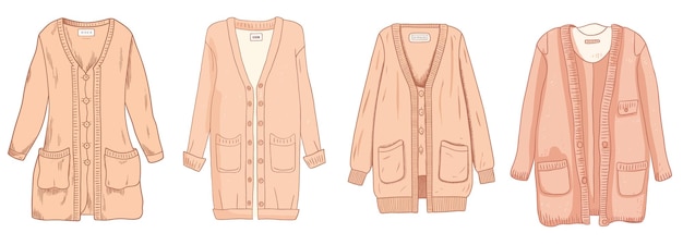 A cardigan with a cardigan on the front and a white shirt on the front.