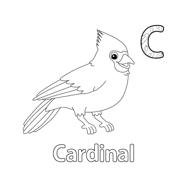 Cardinal Animal Alphabet ABC Isolated Coloring C