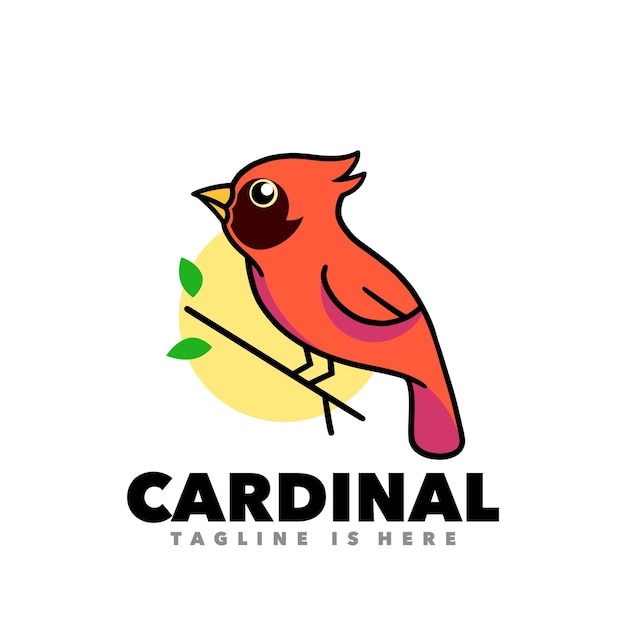 Vector cardinal bird mascot logo design