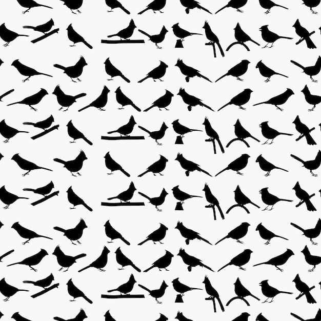 Vector cardinal bird silhouette pattern design