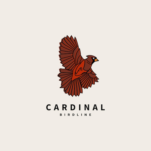 Illustrazione 3 del design del logo vettoriale dell'uccello rosso cardinale