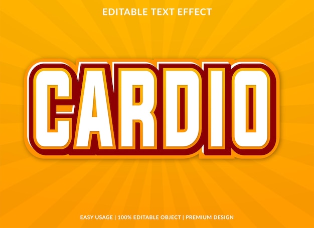 кардио редактируемый шаблон текстового эффекта для логотипа и бренда бизнеса