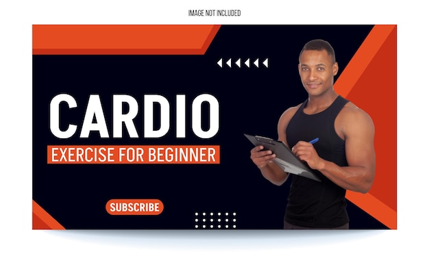 Vector cardio training gym miniatuur en web banner vector sjabloon