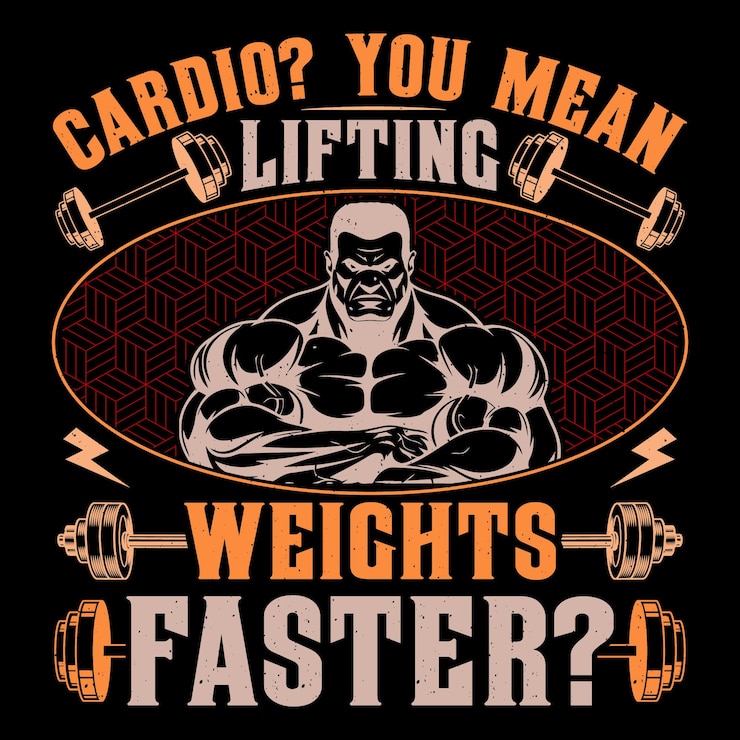 Vector cardio you mean lifting weights faster gym fitness tshirt design vector graphic gym life