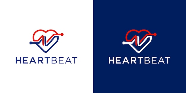 Cardiogram heart beat with love logo design inspiration template