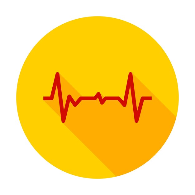 Cardiogram Pulse Circle Icon. Vector Illustration with Long Shadow. Medicine Item.