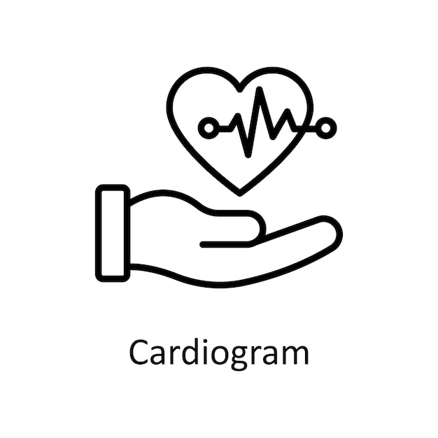 Vector cardiogram vector outline icon ontwerp illustratie medisch symbool op witte achtergrond eps 10 file