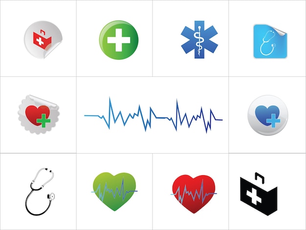 Cardiogram on white background love cardiogram various health or medical icons